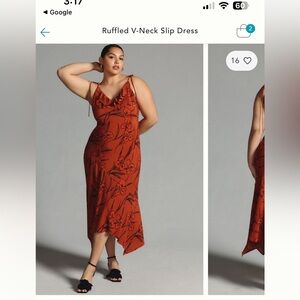 Anthropologie Ruffle V-Neck Slip Dress